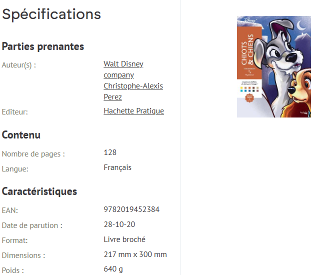 Livre Disney Hachette Coloriages Mystères Chiots et Chiens