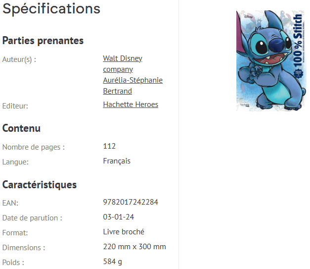 Livre Disney Hachette 100 % Stitch: Mandalas, coloriage, mystères, scènes ...