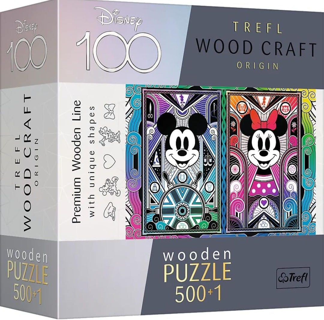 Puzzle Disney Trefl 500 pièces + 1  en bois Mickey et Minnie Mouse