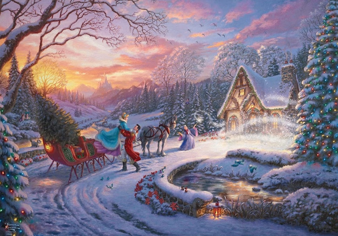 Puzzle Disney Schmidt 1000 pièces Cendrillon bringing home the tree for Christmas