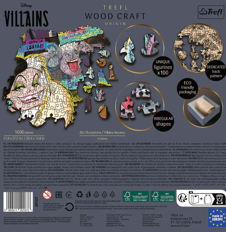Puzzle Disney Trefl 1000 pièces en bois les vilains wood craft