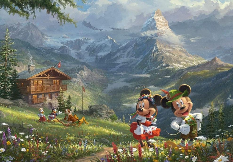 Puzzle Disney Schmidt 1000 pièces Mickey et Minnie dans les Alpes