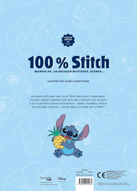 Livre Disney Hachette 100 % Stitch: Mandalas, coloriage, mystères, scènes ...