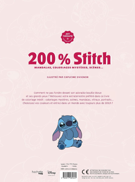 Livre Disney Hachette 200% Stitch mandalas, coloriages mystères, scènes...