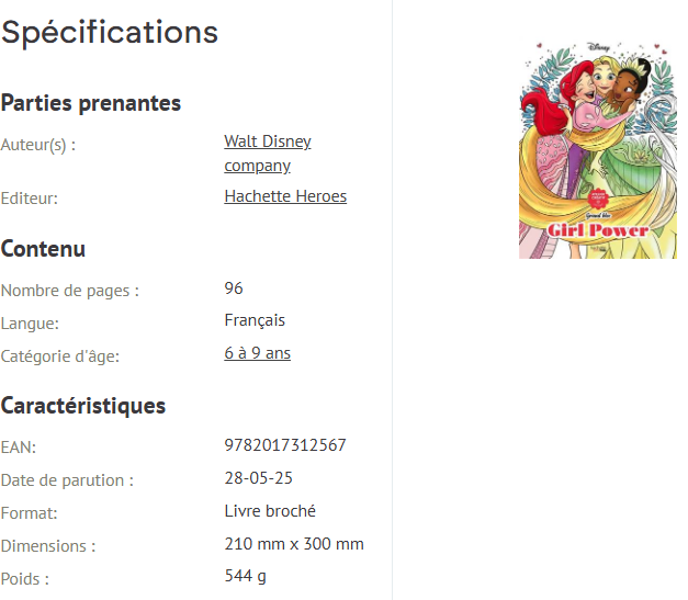 Livre Disney Hachette Girl Power Grand Bloc