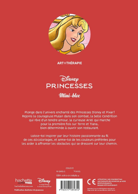 Livre Disney Hachette Princesses mini bloc 60 coloriages