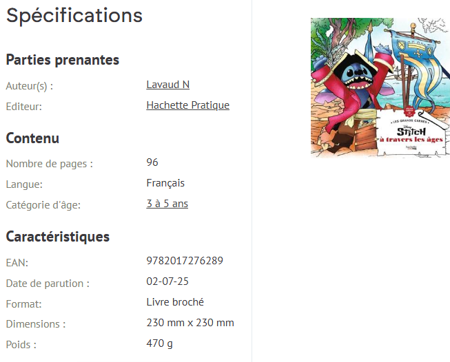 Livre Disney Hachette Stitch à travers les âges 45 coloriages