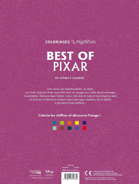 Livre Disney Hachette coloriage Mystère Best of Pixar