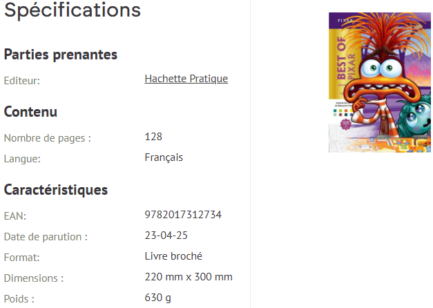 Livre Disney Hachette coloriage Mystère Best of Pixar