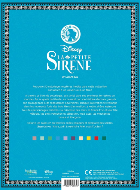 Livre Disney Hachette Coloriages Mystères - Spécial Film - La Petite Sirène