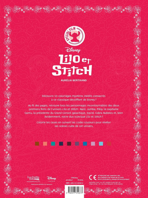 Livre Disney Hachette Coloriages Mystères - Spécial Film - Lilo et Stitch
