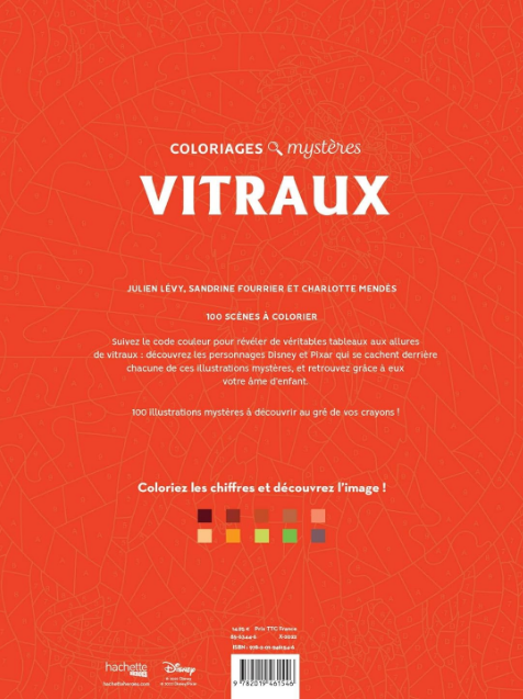 Livre Disney Hachette Coloriages Mystères Vitraux