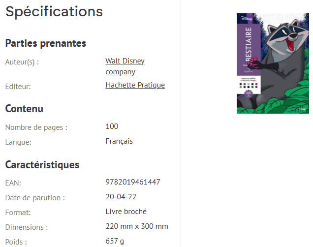 Livre Disney Hachette Coloriages Mystères Bestiaire