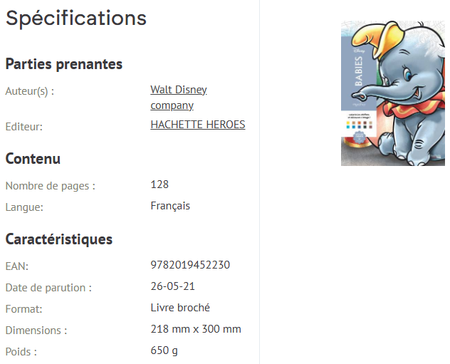 Livre Disney Hachette Coloriages Mystères Babies