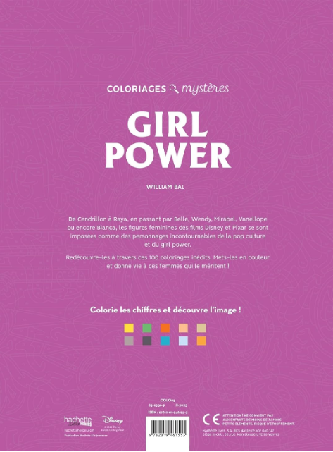 Livre Disney Hachette Coloriages Mystères Girl Power