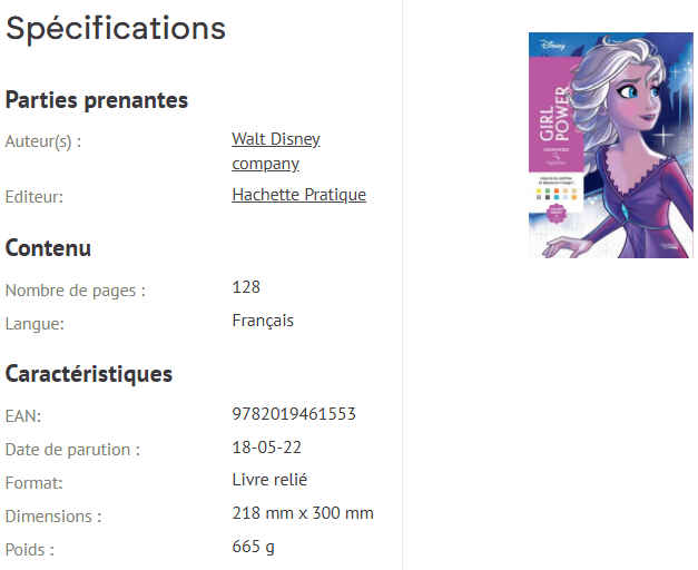 Livre Disney Hachette Coloriages Mystères Girl Power