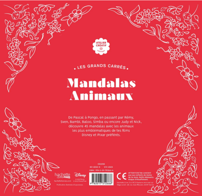 Livres Disney Hachette Coloriages Mandalas Animaux