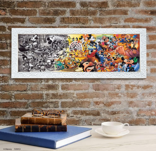 Puzzle Tenyo Disney Panorama 456 pièces Mickey les célèbres Scènes au fil des années (petites pièces)