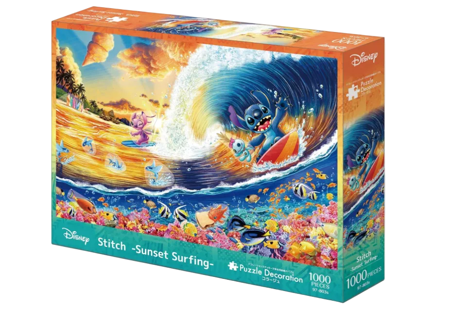 Puzzle Epoch Disney Stitch Surf au coucher du solei 1000 pièces