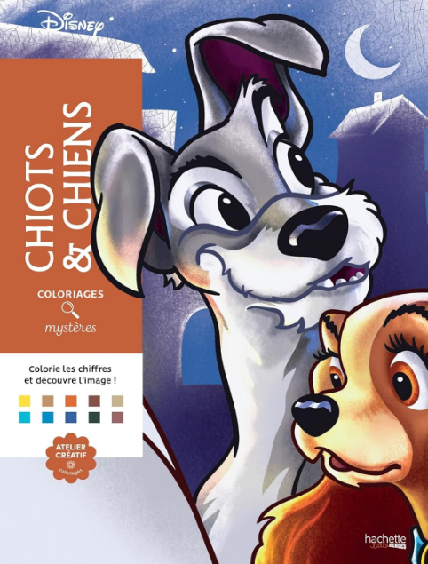 Livre Disney Hachette Coloriages Mystères Chiots et Chiens