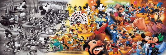 Puzzle Tenyo Disney Panorama 456 pièces Mickey les célèbres Scènes au fil des années (petites pièces)