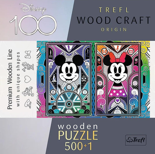 Puzzle Disney Trefl 500 pièces + 1  en bois Mickey et Minnie Mouse