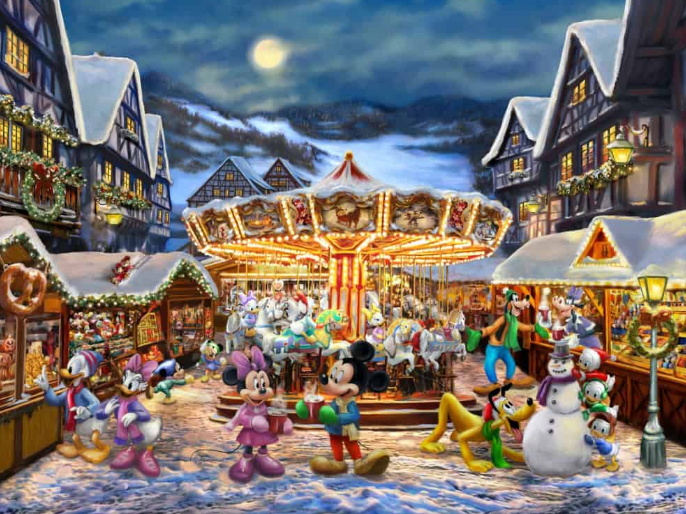 Puzzle Disney Mickey et Minnie au marché de Noël – 2000 pièces – Ceaco